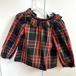 Crewcuts by JCrew Girls Ruffle Collar Holiday Plaid Shirt Size XS 4-5